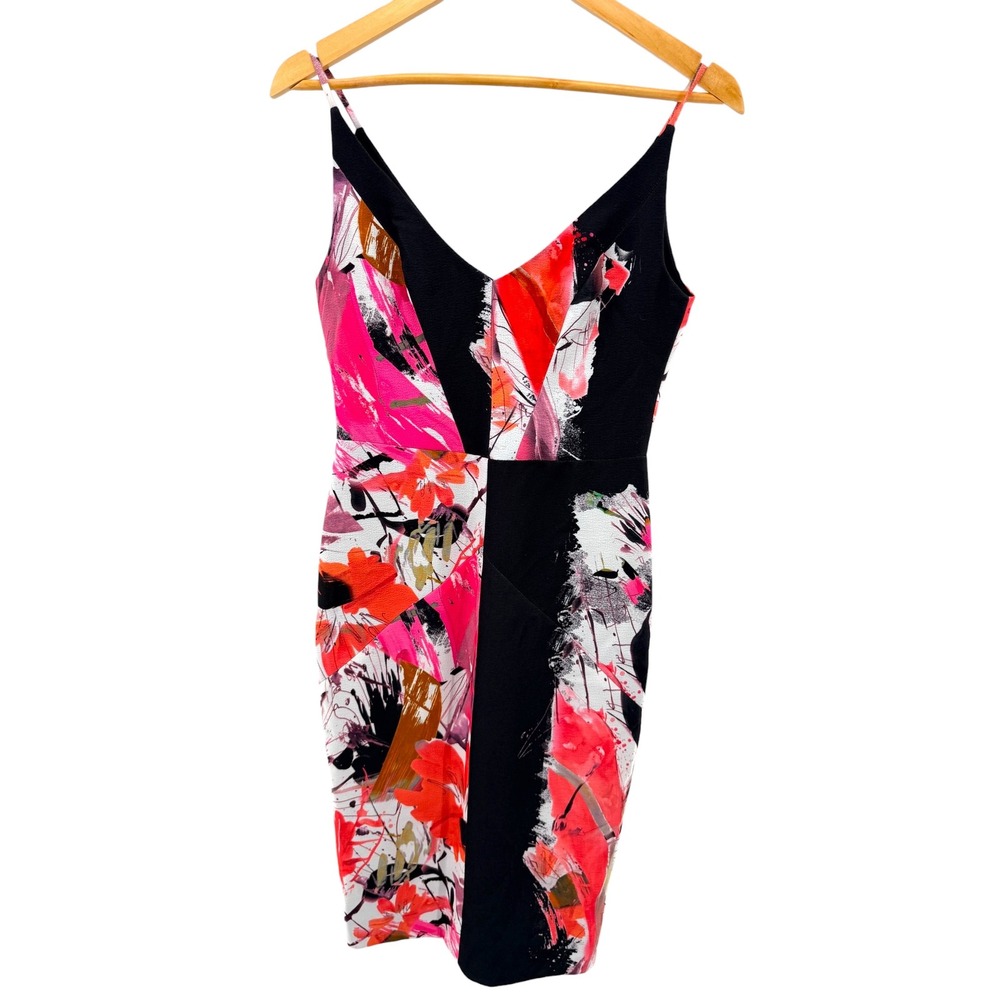 Black Halo Judy Floral Ponte Sheath Dress Floral Abstract Artsy NWT Size 4